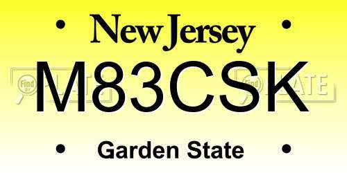 M83CSK New Jersey License Plate