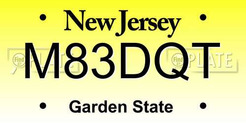 M83DQT New Jersey License Plate