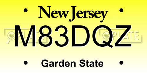 M83DQZ New Jersey License Plate