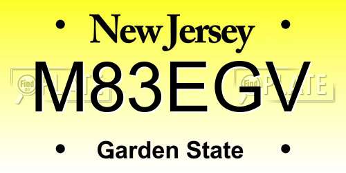 M83EGV New Jersey License Plate