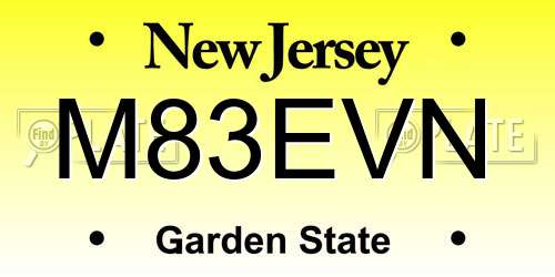 M83EVN New Jersey License Plate