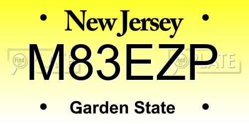 M83EZP New Jersey License Plate