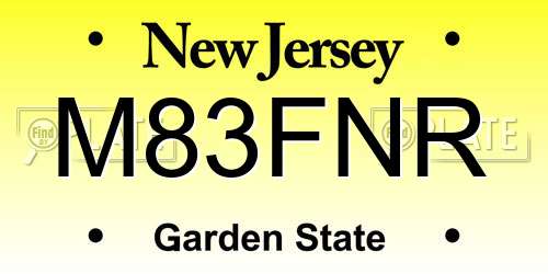 M83FNR New Jersey License Plate
