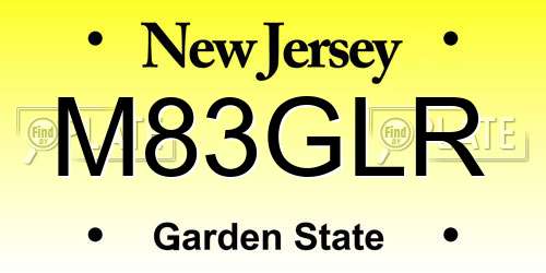 M83GLR New Jersey License Plate