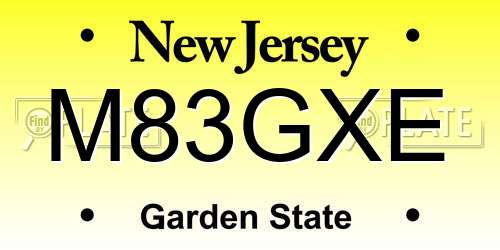 M83GXE New Jersey License Plate
