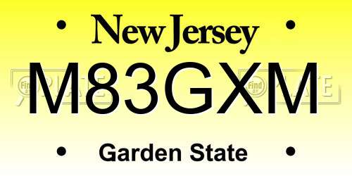 M83GXM New Jersey License Plate