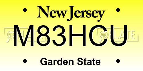 M83HCU New Jersey License Plate