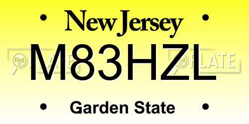 M83HZL New Jersey License Plate