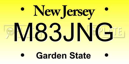 M83JNG New Jersey License Plate