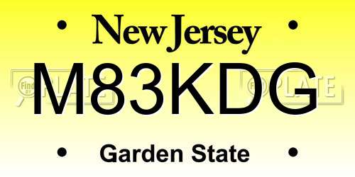 M83KDG New Jersey License Plate