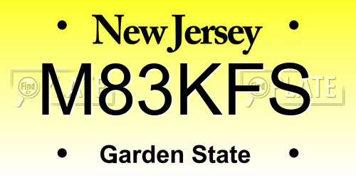 M83KFS New Jersey License Plate