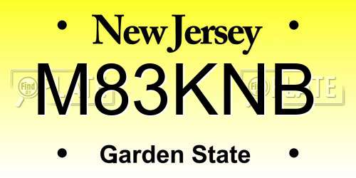 M83KNB New Jersey License Plate
