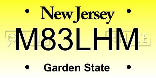 M83LHM New Jersey License Plate