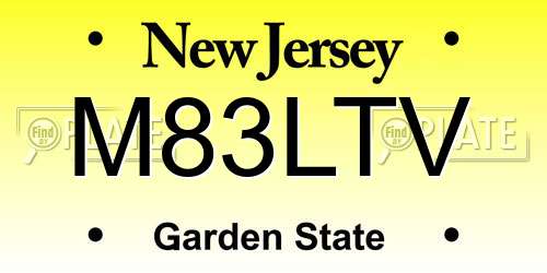 M83LTV New Jersey License Plate