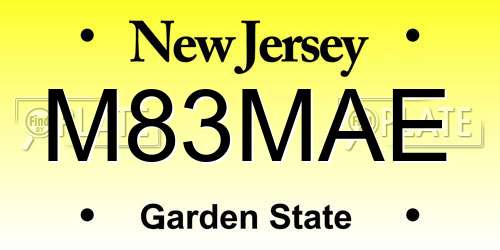 M83MAE New Jersey License Plate