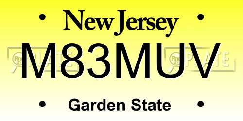 M83MUV New Jersey License Plate