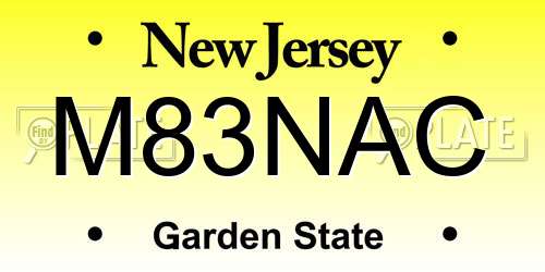 M83NAC New Jersey License Plate