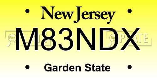 M83NDX New Jersey License Plate