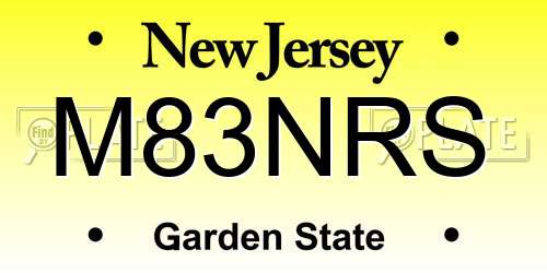 M83NRS New Jersey License Plate