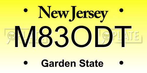M83ODT New Jersey License Plate