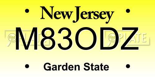 M83ODZ New Jersey License Plate