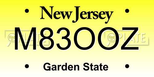 M83OOZ New Jersey License Plate