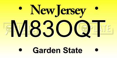 M83OQT New Jersey License Plate