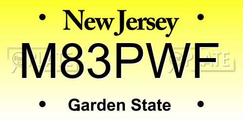 M83PWF New Jersey License Plate