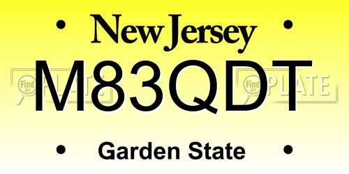 M83QDT New Jersey License Plate