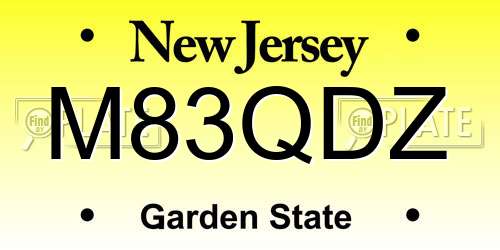 M83QDZ New Jersey License Plate