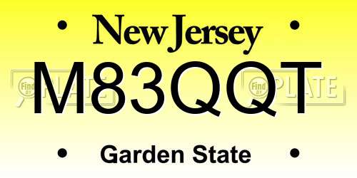 M83QQT New Jersey License Plate