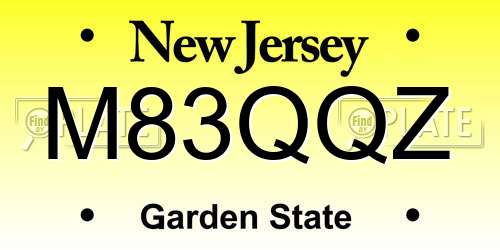 M83QQZ New Jersey License Plate