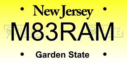 M83RAM New Jersey License Plate