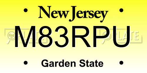 M83RPU New Jersey License Plate