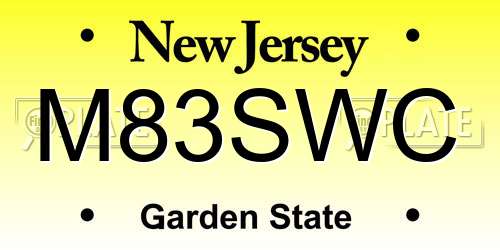 M83SWC New Jersey License Plate