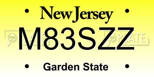 M83SZZ New Jersey License Plate