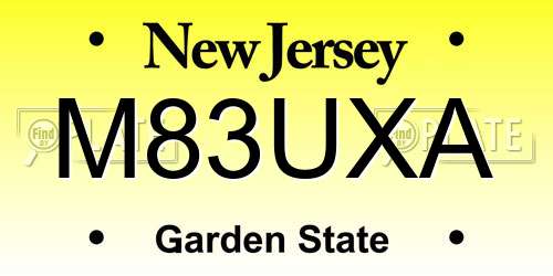 M83UXA New Jersey License Plate