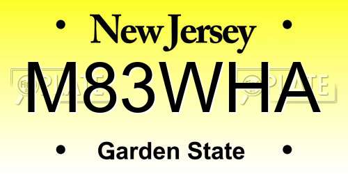 M83WHA New Jersey License Plate