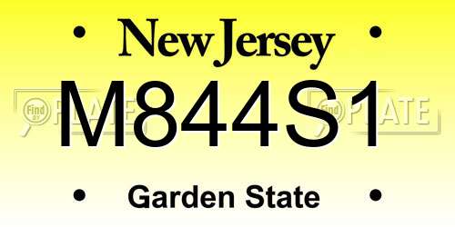 M844S1 New Jersey License Plate