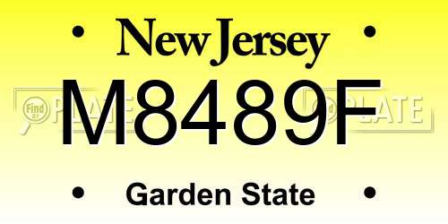 M8489F New Jersey License Plate
