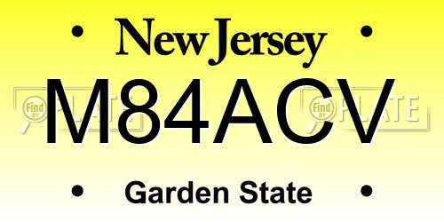 M84ACV New Jersey License Plate