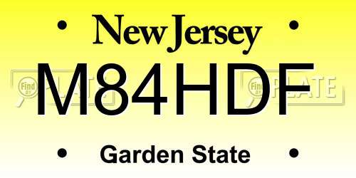 M84HDF New Jersey License Plate