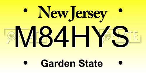 M84HYS New Jersey License Plate