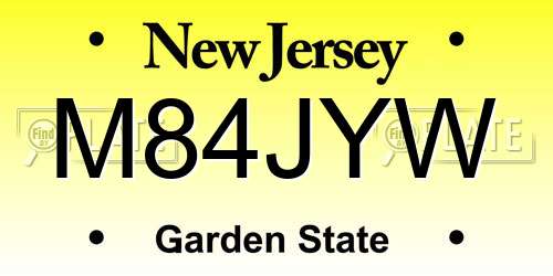 M84JYW New Jersey License Plate
