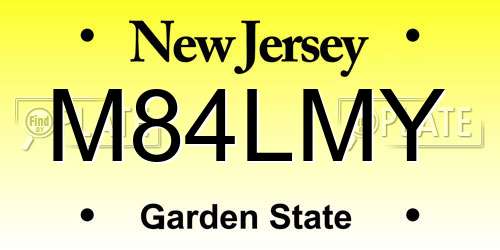M84LMY New Jersey License Plate