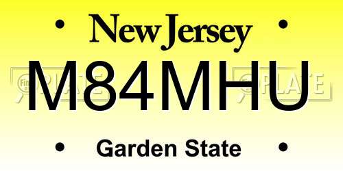 M84MHU New Jersey License Plate