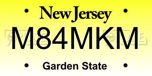 M84MKM New Jersey License Plate