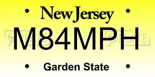 M84MPH New Jersey License Plate