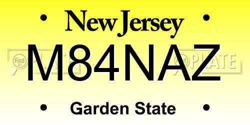 M84NAZ New Jersey License Plate