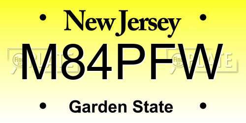 M84PFW New Jersey License Plate